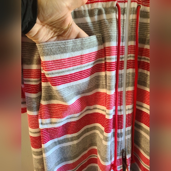 Ulla Popken Terry Cloth Stripe Terry Bath Robe - Picture 3 of 9